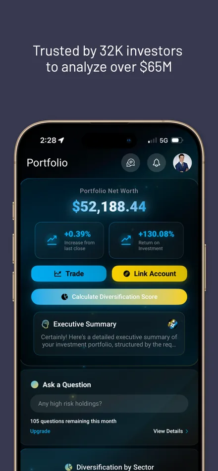 StockLift app portfolio dashboard on an iPhone
