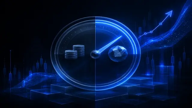 Abstract StockLift cover: an allocation dial separating cash reserve from equity growth
