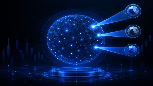 Abstract StockLift cover: a broad index constellation forming one elegant sphere
